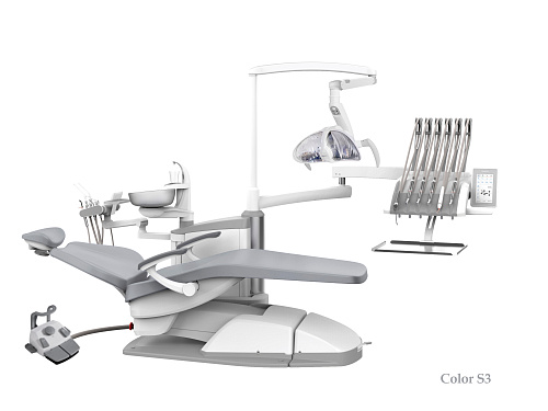 SILVERFOX 8000C-SRS0 – Стоматологическая установка с верхней подачей и с мягкой обивкой